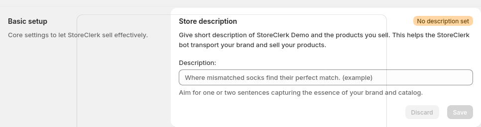 Set your store's description in the Shopify Admin Panel.