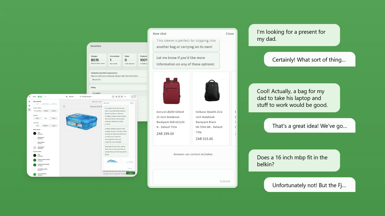 StoreClerk dashboard interface